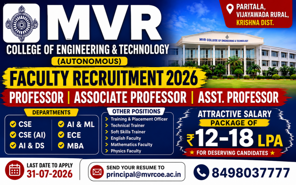 Faculty Recruitment 2026 – Salary Up to ₹18 LPA