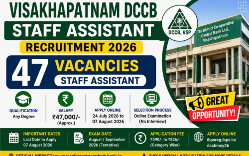 Visakhapatnam DCCB Staff Assistant Recruitment 2026 | 47 Vacancies| AP JOBS