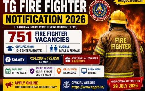 TG Fire Fighter Notification 2026: 751 Fire Fighter Vacancies Announced | 10+2 Qualification | Salary Up to ₹72,850