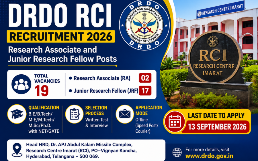 DRDO RCI Recruitment 2026: Research Associate and Junior Research Fellow Posts
