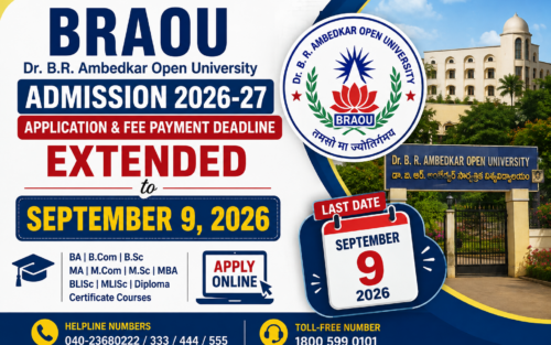 BRAOU Admission 2026-27: Application and Fee Payment Deadline Extended to September 9