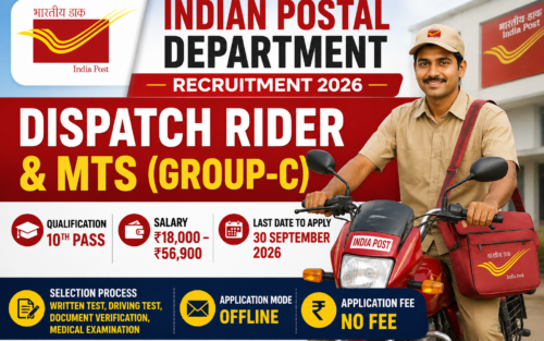 Latest India Post Recruitment 2026: Dispatch Rider, MTS & Staff Car Driver Jobs | Apply Offline