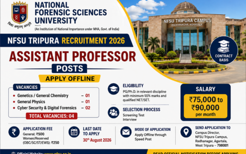 NFSU Tripura Recruitment 2026 | Assistant Professor Posts, Salary ₹90,000