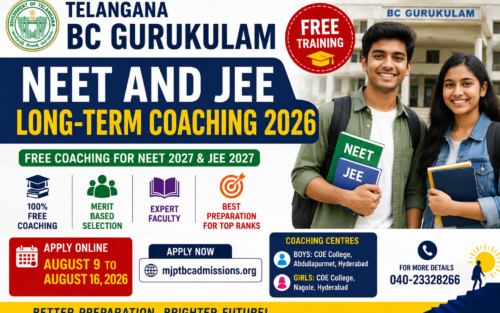 Telangana BC Gurukulam NEET and JEE Long-Term Coaching 2026 | Free Training for 2027 Exams | Telugucareers