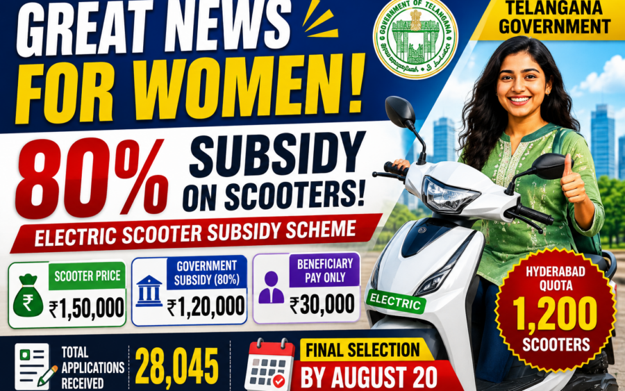80% Electric Scooter Subsidy for Women in Telangana | Apply & Selection Details