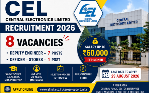 CEL Recruitment 2026: 8 Deputy Engineer & Officer Posts, Salary Up to ₹60,000