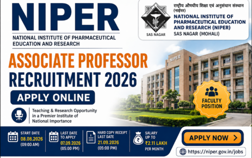 NIPER Associate Professor Recruitment 2026 – Apply Online