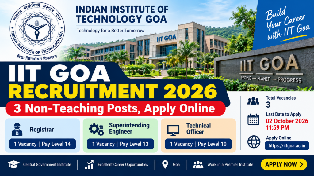IIT Goa Recruitment 2026 Non Teaching Staff vacancies