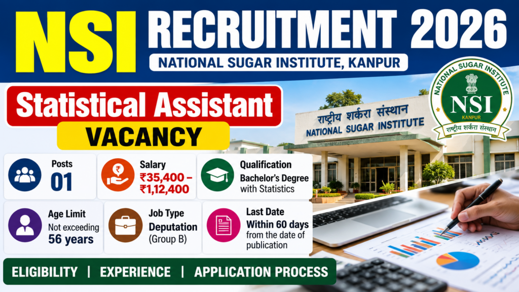 NSI Recruitment 2026 Statistical Assistant Vacancy