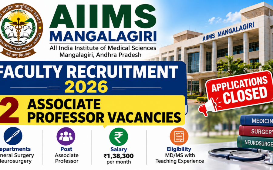 AIIMS Mangalagiri Faculty Recruitment 2026: Essential Job Details for 2 Posts